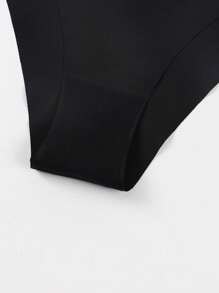 女士性感舒适心形图案印花内衣三角裤 - 黑色 - 查看 8