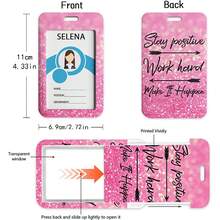 1 Bộ dây buộc trích dẫn truyền cảm hứng, bao gồm móc khóa và móc khóa huy hiệu ID, dây silicon đính cườm có thể tháo rời, món quà lý tưởng cho nữ giáo viên y tá, hộp đựng huy hiệu dọc có dây buộc cổ cho thẻ ID (Hồng) - Màu Hồng Tươi - Xem 4