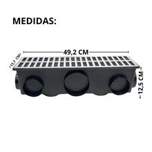 Ralo Linear Completo Modular Alumínio 15x50 com Tela Anti Insetos e Coletor Plástico com 11 Saídas Borda de Piscina - Preto - Visão 5