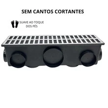 Ralo Linear Completo Modular Alumínio 15x50 com Tela Anti Insetos e Coletor Plástico com 11 Saídas Borda de Piscina - Preto - Visão 9