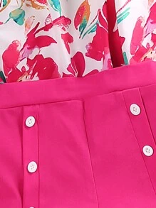 Left Mama Abito estivo con top a collo alto senza maniche stampato in stile astratto e pantaloncini casual per ragazza giovane