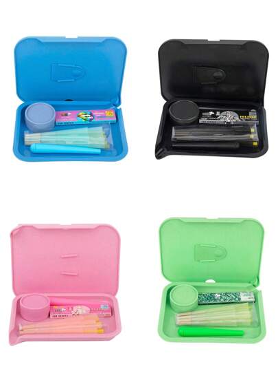 1 Set Smoking Tray With 2-Layer Plastic Grinders, 1pc Tobacco Storage Tube, 1 Booklet Of Rolling Papers And 8pcs Pre-Rolled Paper Set - Party Gift, Small Present For Friends, Back To School Supplies