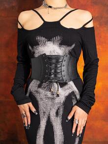 1 dây thắt lưng nữ màu đen rộng có khóa kéo, thắt lưng, đai co giãn thích hợp để đi lại hàng ngày - màu đen - Xem 2