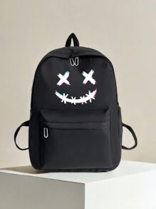 1 pieza Mochila escolar de gran capacidad, de moda para volver al colegio, mochila multifuncional con mochila de cintura, bolso de combinación, unicolor, de nailon, ajustable, con múltiples bolsillos, mochila para libros, ligera y portátil, con cremallera, perfecta para graduados, adolescentes, viajes al aire libre, escuela secundaria y universidad. Estampado aleatorio, estilo gótico punk steampunk y fantasma de Halloween para adolescentes, estudiantes universitarios y chicas de fiesta. - bolso escolar impreso - Ver 20