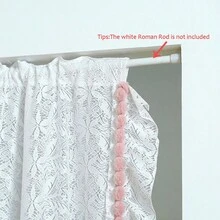 1Panel Viền ren trắng kiểu Pháp với bóng tóc màu hồng Rèm ren hoa trắng cho phòng khách Phòng công chúa, Rèm cà phê cho nhà bếp, Trang trí nội thất - trắng - Xem 4