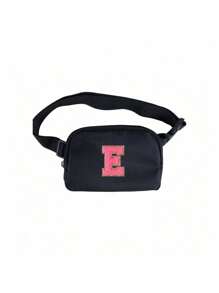 1pc Black Multifunctional Crossbody Chest Bag, Waist Bag, Nylon Waterproof Chest Bag, Men'S And Women'S Crossbody Bag, Outdoor Sports Running Waist Bag, With Adjustable Shoulder Straps, Small Waist Bag, Suitable For Exercise, Running, Hiking