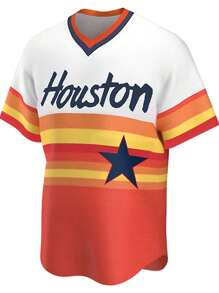 Customized Name And Number Boyfriend Style Men's Embroidery Baseball Jersey Houston Rainbow V-Neck Personalized Short Sleeve Down Shirts Party Games Training Sports Tops S-Xxl Stylish,Fashion,Hipster,Casual,Minimal Chic Personalized,Customized,Custom,Unique Guy Costumes,Capsule Wardrobe,Men Basic/Street Style Ideal Gifts For Him Boyfriend,Family,Friends For Birthdays,For Vacation/Holiday,For School/Competition,For Sports/Climbing - Multicolor - View 2