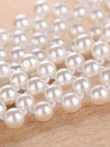 1 chiếc thắt lưng ngọc trai nữ có khóa vuông kim cương, trang trí thời trang và đa năng cho váy mùa hè, mùa thu, mùa thu, Halloween - Vàng - Xem 5