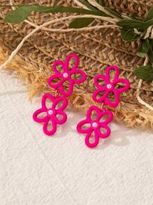 Anting Menjuntai - Hot Pink - View 2