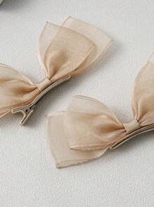 2 件/套纯色网状蝴蝶结发夹（适合女孩）