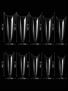 Mixed-Size Full Cover False Nail 5XL Press On Acrylic Nails Extra Long Transparent Ballet Square  Coffin Nail European American Style DIY