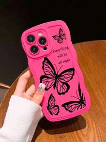 1PC Black Butterfly Pattern Shockproof Phone Case, Compatible With IPhone11/12/13/14/15Pro/15Plus/15Pro Max