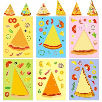 6pcs-16pcs/SET, DIY Face Change Stickers, Various Flavors Of Pizza/Cupcake/Ice Cream/Donut DIY, Ghost Pumpkin Zombie Witch Werewolf Puzzle Face Change Stickers, Puzzle Parent-Child Interactive Decorative Stickers