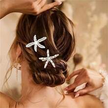 2 chiếc kẹp tóc hình sao biển trang trí giả ngọc trai cổ điển, phụ kiện tạo búi tóc thời trang, phù hợp cho phụ nữ và bé gái sử dụng hàng ngày, kẹp tóc càng cua, kẹp tóc cài đầu, đồ dùng học tập, phụ kiện tóc, phụ kiện đội đầu, kẹp tóc, phụ kiện đi biển, lễ hội, tiệc tùng. - Nhiều màu - Xem 2