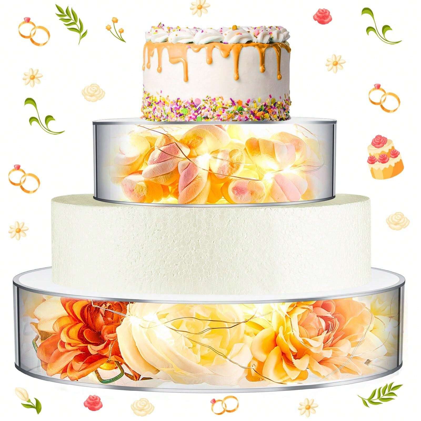 2 Pcs Acrylic Cake Stands For Dessert Table Clear Fillable Cake Riser ...