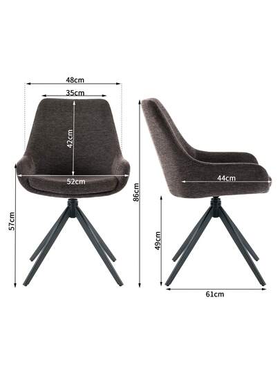 Dining Stoel (Set Of 2), Ergonomic Upholstered Chair, Swivel Armless Room, Kitchen, Living Room view 2