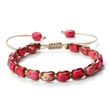 Pulseira de Corda Trançada Feita à Mão com Contas de Pedra Natural, Estilo Vintage Boêmio, Meditação Yoga, Presente de Joias de Sorte