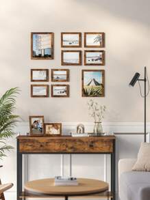 SONGMICS Picture Frames, 10 Pack Collage Picture Frames With Two 8x10, Four 5x7, Four 4x6, Photo Frame Set For Wall Gallery Decor, Hanging Or Tabletop Display, Clear Glass Front, Rustic Brown, Wall Decor - 咖啡棕 - 查看 6