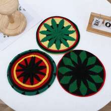 女士时尚彩虹条纹贝雷帽，温暖针织帽，有趣而独特的风格，牙买加雷鬼帽冬季秋季 - 印花條紋 - 查看 3