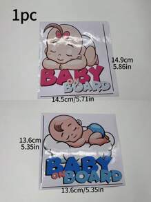 1pc Cute Cartoon Baby On Board Car Sticker, Decorative Decal For Sleeping Baby Inside The Car - Multicolor - View 4
