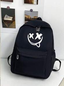1 pieza Mochila escolar de gran capacidad, de moda para volver al colegio, mochila multifuncional con mochila de cintura, bolso de combinación, unicolor, de nailon, ajustable, con múltiples bolsillos, mochila para libros, ligera y portátil, con cremallera, perfecta para graduados, adolescentes, viajes al aire libre, escuela secundaria y universidad. Estampado aleatorio, estilo gótico punk steampunk y fantasma de Halloween para adolescentes, estudiantes universitarios y chicas de fiesta. - bolso escolar impreso - Ver 7