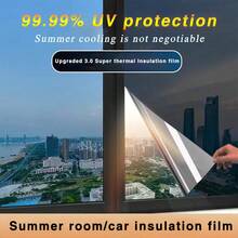 30cm*300cm / 50cm*300cm，夏季必備的冷卻隔熱膜窗玻璃貼紙，適用於房間和汽車，透明與不透明的遮陽隔熱太陽膜，防偷窺降溫效果 - 升級3.0隔熱膜[室內車內降溫] - 查看 2