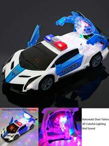 Electric Dancing Deformation Rotating Universal Police Car Toy  Kids Electric Interactive Toys Perfect Gift For Boys And Girls - Blue - View 10