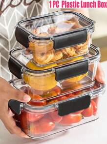 1 szt. Plastikowy, ulepszony, zamykany na klamrę, przezroczysty pojemnik na żywność, sałatkę, owoce, PET, bento, z pokrywką, oddzielny pojemnik na chrupiące produkty, odpowiedni dla dorosłych i dzieci, do restauracji, lunch box, bento box, do lodówki, do przechowywania i konserwacji, szczelnie zamknięty, z pokrywką