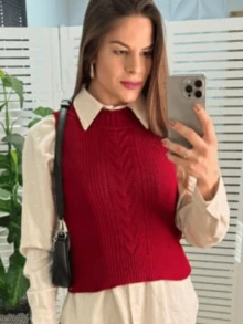 Women Sweater Vests - 彩色 - 查看 3