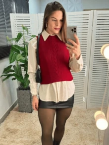 Women Sweater Vests - 彩色 - 查看 4
