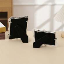 1pc European Pearl Decorative Photo Frame With Fresh And Minimalist Design, 6 Inches, 7 Inches, And 10 Inches, Made Of Gorgeous ABS Plastic Material, Suitable For Creative Decoration Of Living Rooms, Bedrooms, Offices, And Home. Photo Frame And Table (Random Inner Paper) Gifts Birthday Graduation - Silver White - View 6