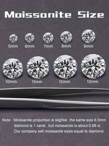 1 pieza Diamante suelto de alta gama Moissanite de piedra negra redonda con 8 corazones y 8 flechas para montaje de joyas - Negro - Ver 6