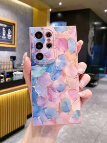 1pc Colorful Gradient Leaves Pattern Anti-Fall Mobile Phone Shell Case Compatible With Apple, /Compatible With Galaxy, Compatible With Infinix, Compatible With Redmi, Compatible With OPPO, Compatible With VIVO, Compatible With Realme, Compatible With POCO - Pink - View 5