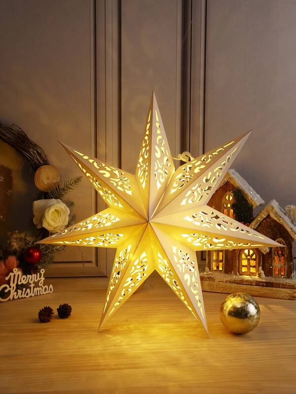 1 Stück Stern Design Weihnachtsdeko Laternen Lichtabdeckung, kreative Papierstern Hängeleuchte ohne Licht für Wohndekor, Weihnachtsbaum Ornament, Weihnachten