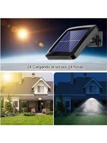 Lámpara Solar Recargable Luz Solar Exterior Jardin 100 Led Luces de inundación solares ,Kits de luces colgantes de seguridad para el porche de la glorieta del cobertizo interior del hogar, con panel solar ajustable,sensor de movimiento,resistente al agua - Negro - Ver 7