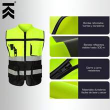 Chaleco reflejante KAMPAK KW-045, Bolsillos multiusos. - Verde - Ver 4