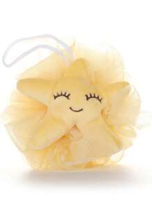 1pc Cute Fruit Shaped Bath Sponge For Kids, Soft & Skin-Friendly Baby Bathing Loofah With Ribbon - Multicolor - View 4