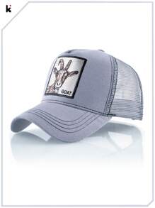 KKISSBAOBEI 1pc Trucker Hat With Embroidered Goat Patch, Suitable For Casual, Sports, Travel Use