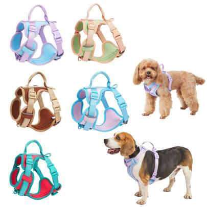 Pet Chest And Back Carrier Vest With Breathable, Comfortable And Extra Soft Padding, Handle For Easy Control,  And Wear-Resistant, Suitable For Small, Medium Dogs And Cats In Colorful Design