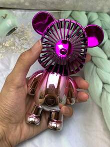 Cute Bear Shaped Portable Mini Fan, Multicolor Ombre Design, Ideal For Summer Use