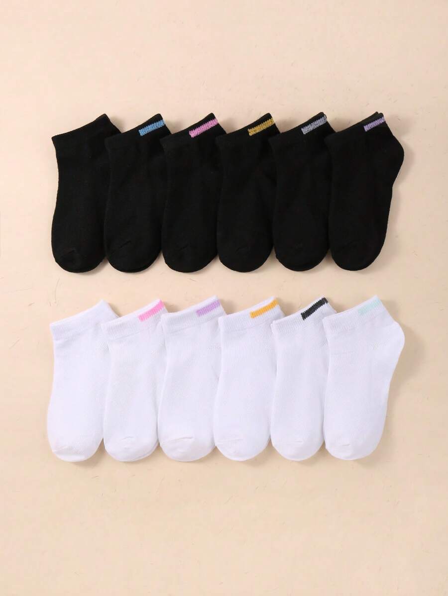 12 Pairs Kid's Sports Ankle Socks,Soft & Lightweight Low Cut Socks Spring Summer Solid Short Socks Boat Socks - Multicolor - View 1