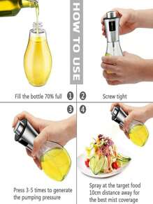 A 100ml/200ml Glass Oil Spray Bottle, Kitchen Spray Push-Type Barbecue Oil Spray Pot, Fitness Home Kitchen Cooking Oil Olive Oil Atomization Oil Control Pot - Multicolor - View 5