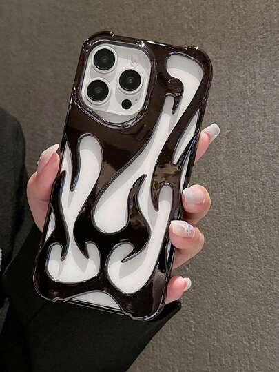 Fashionable New Electroplated Hollow Breathable Flame Pattern Full Coverage Anti-Drop Phone Case Protective Cover For IPhone 16, 17/17 Pro/17 Pro Max Series, Series