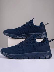 Men's Mesh Casual Shoes Lightweight And Comfortable Flat Shoes Walking Shoes Running Shoes Tennis Sneakers Ladies Shoes Unisex - Navy Blue - View 4