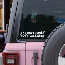 Don't Honk! I'll Cry Funny Bumper Sticker - Car Decal - Cute Car Accessory - Letter Print - Glass Surface - Self-Adhesive - Single Use - Fantasy Theme - Asymmetric Shape - Matte Finish - Multicolor - View 11