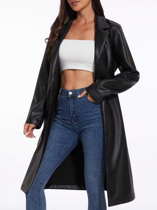 Cappotto trench  con collo a bavero e maniche lunghe, adatto per primavera e autunno