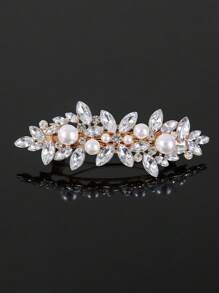 1pc Fashionable Elegant Alloy Hair Clip With Rhinestones Hair Accessory