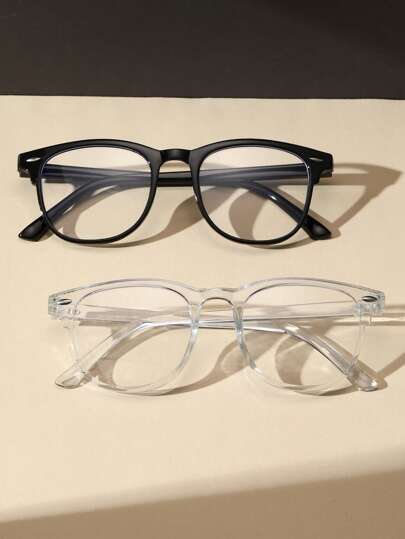 2pcs Teenage Cat Eye Transparent Glasses, Fashion Accessory Glasses Suitable For Daily Reading