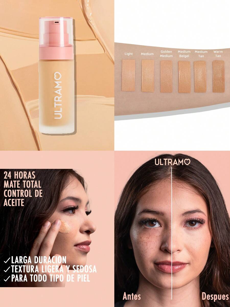 ULTRAMO Cajita 12 Piezas Base de Maquillaje V2280 Fundación Líquida Ligera E Impecable,A Prueba De Agua, De Cobertura Total Sin Poros, Control De Aceite, Resistente Al Sudor, De Acabado Mate Duradero Y Transpirable Protección solar SPF15 PA++ - Cajita-6Color*2-Total 12 Piezas - Ver 1