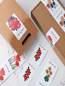 200 piezas/Rollo Etiquetas adhesivas "Aquí para ti", etiquetas decorativas para sellar envoltorios de regalos y comida, etiquetas adhesivas para sellar cajas de avión - Multicolor - Ver 1